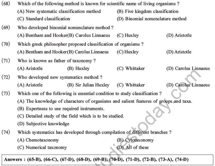 NEET Biology Classification of Living Organisms MCQs Set B-11