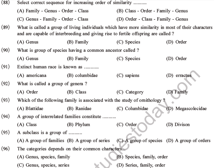 NEET Biology Classification of Living Organisms MCQs Set B-15