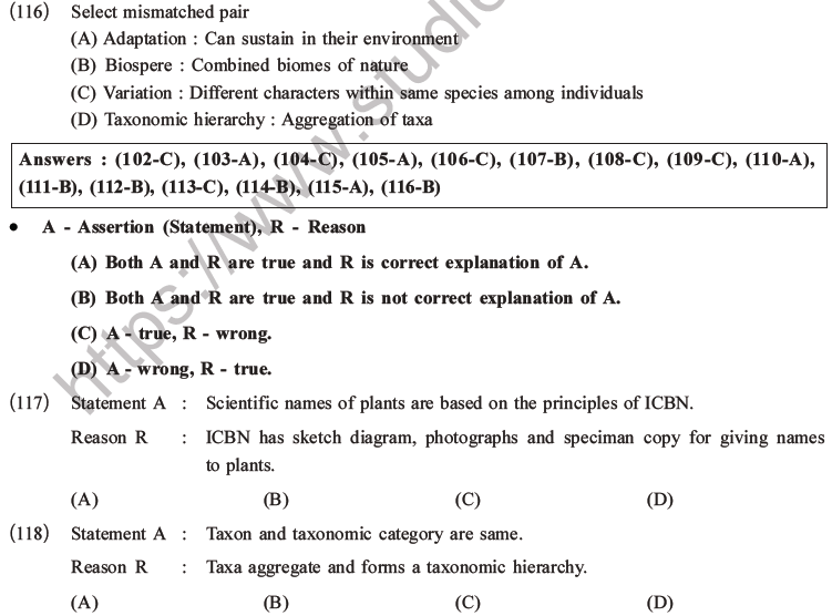 NEET Biology Classification of Living Organisms MCQs Set B-20