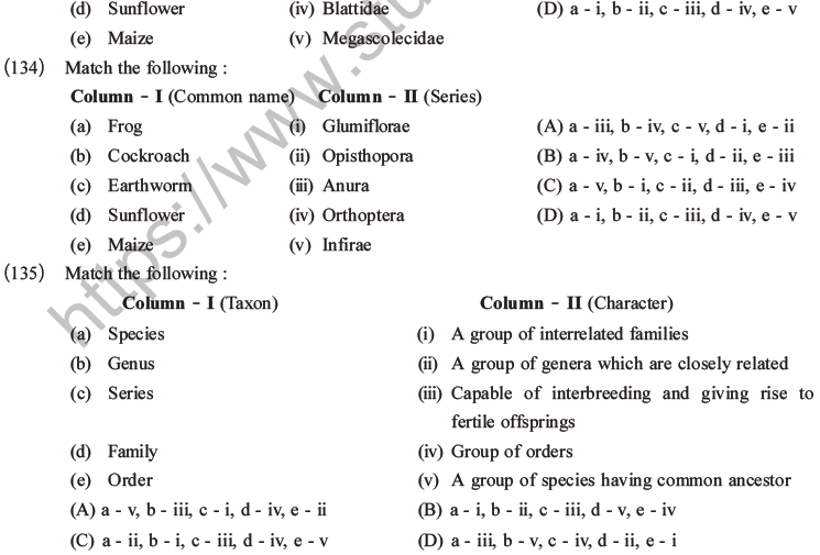 NEET Biology Classification of Living Organisms MCQs Set B-24