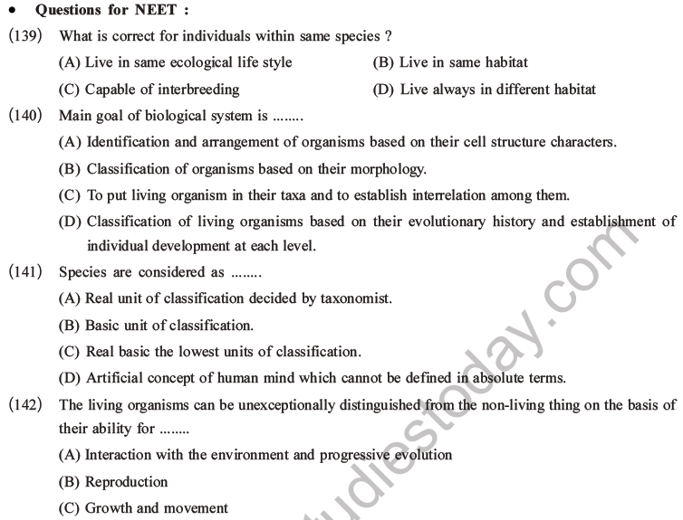 NEET Biology Classification of Living Organisms MCQs Set B-28