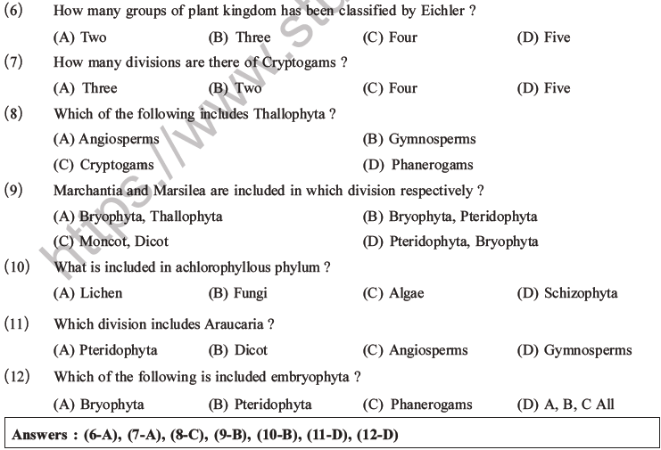 NEET Biology Classification of Plant Kingdom MCQs Set A-2