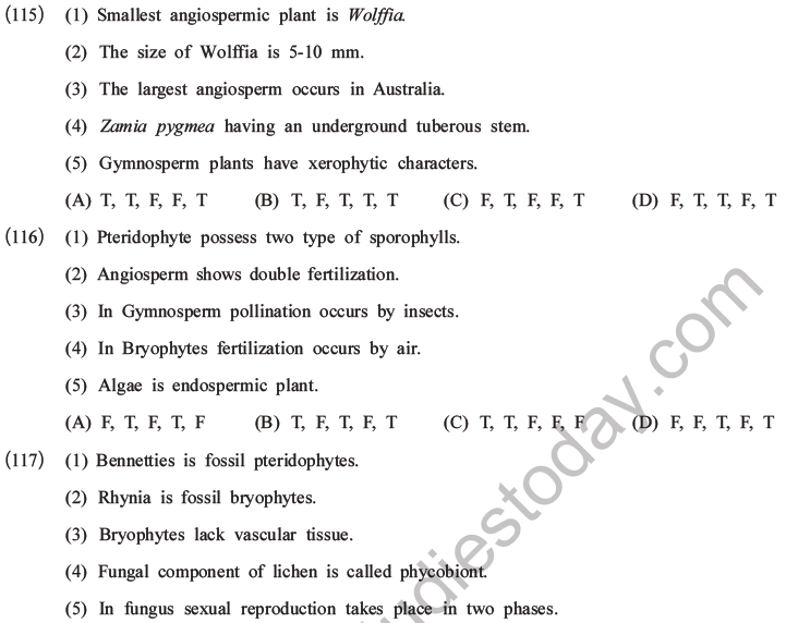 NEET Biology Classification of Plant Kingdom MCQs Set A-25