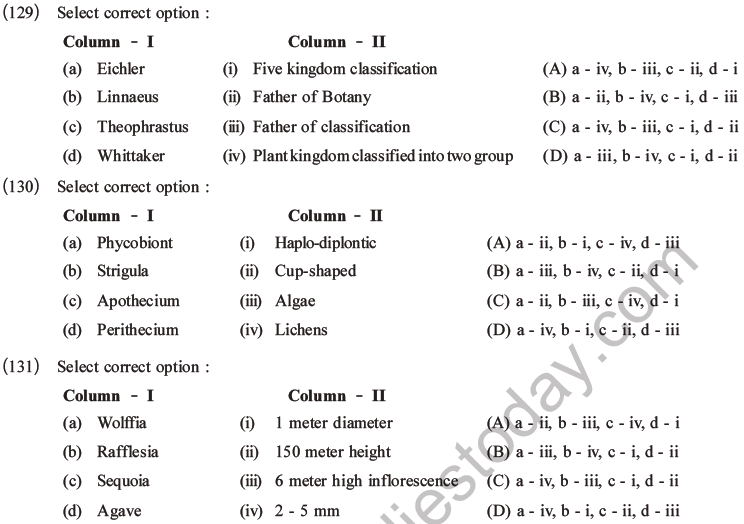 NEET Biology Classification of Plant Kingdom MCQs Set A-29