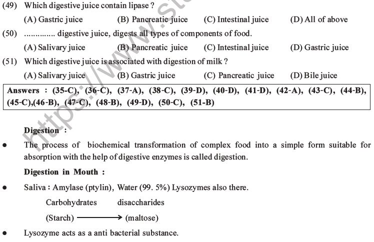 NEET Biology Digestion and Absorption MCQs Set C-10