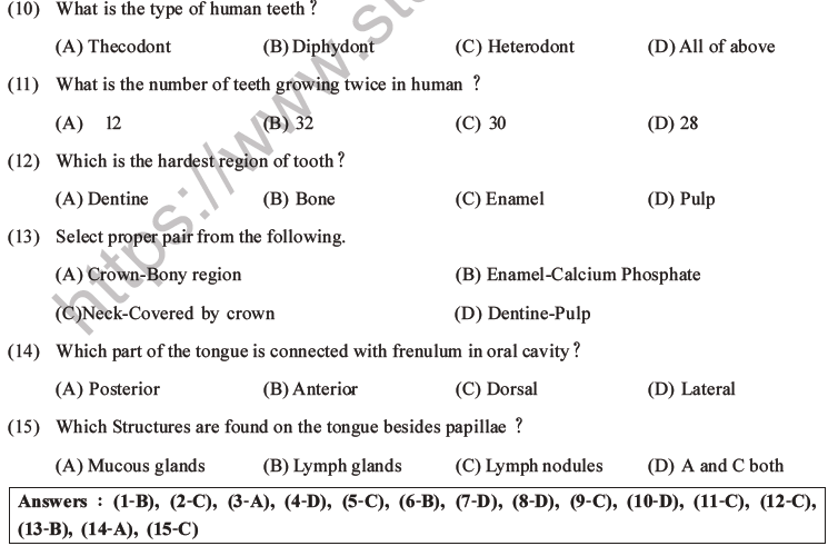 NEET Biology Digestion and Absorption MCQs Set C-2