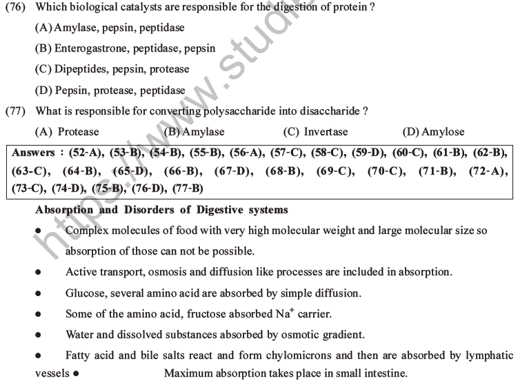 NEET Biology Digestion and Absorption MCQs Set C-20
