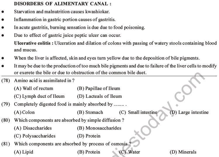 NEET Biology Digestion and Absorption MCQs Set C-21