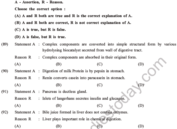 NEET Biology Digestion and Absorption MCQs Set C-23