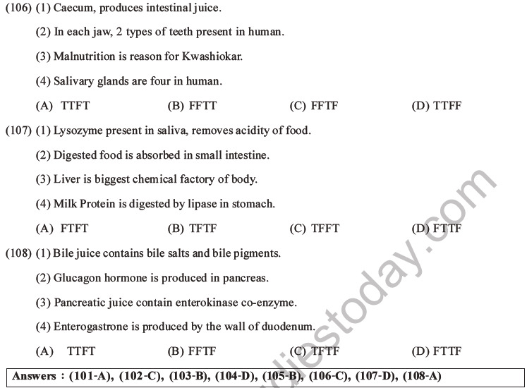NEET Biology Digestion and Absorption MCQs Set C-27