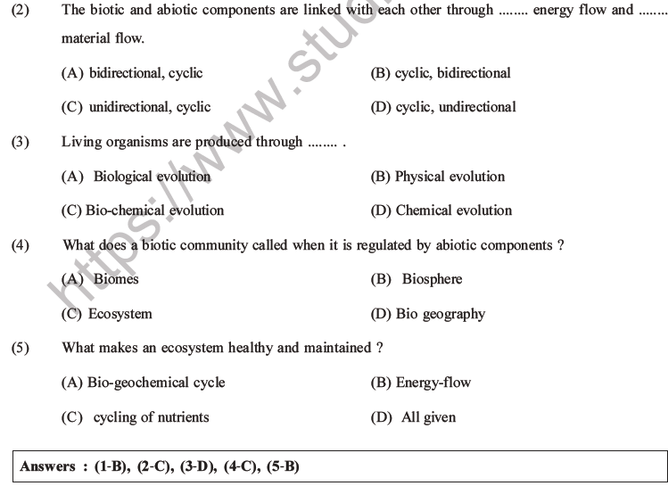 NEET Biology Ecosystem MCQs Set B-