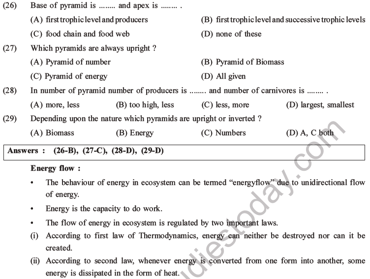 NEET Biology Ecosystem MCQs Set B-12