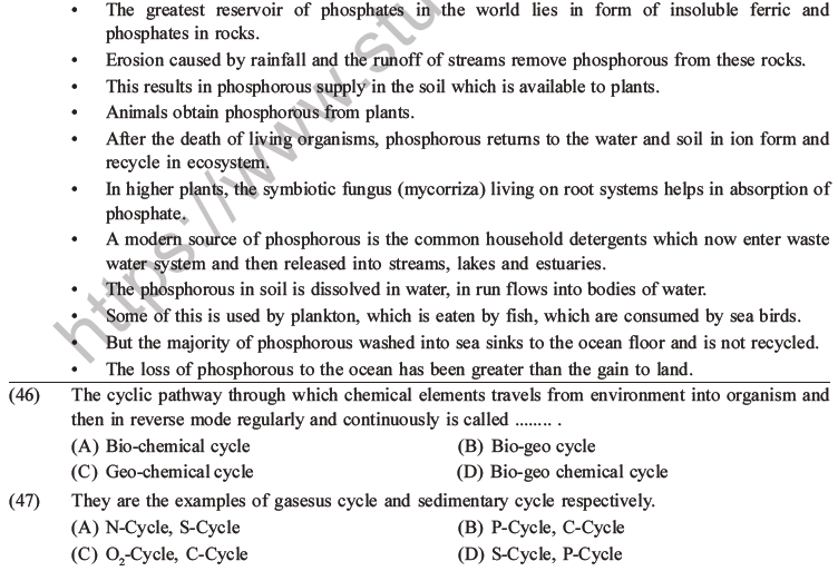 NEET Biology Ecosystem MCQs Set B-19