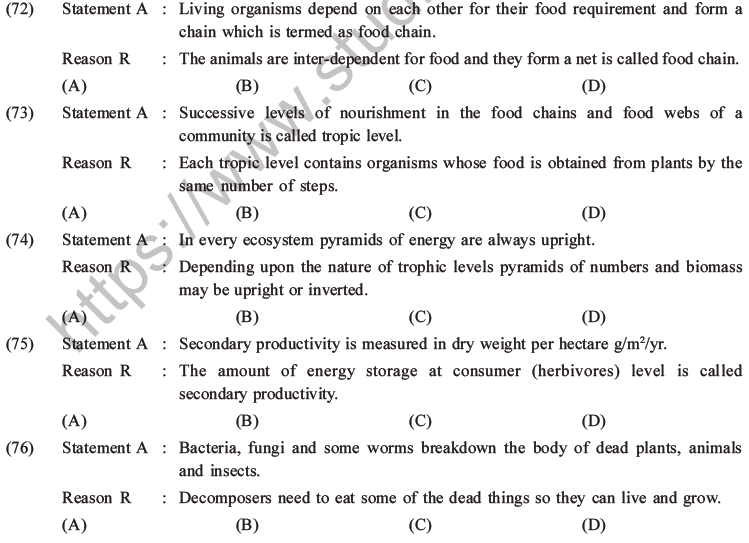 NEET Biology Ecosystem MCQs Set B-25