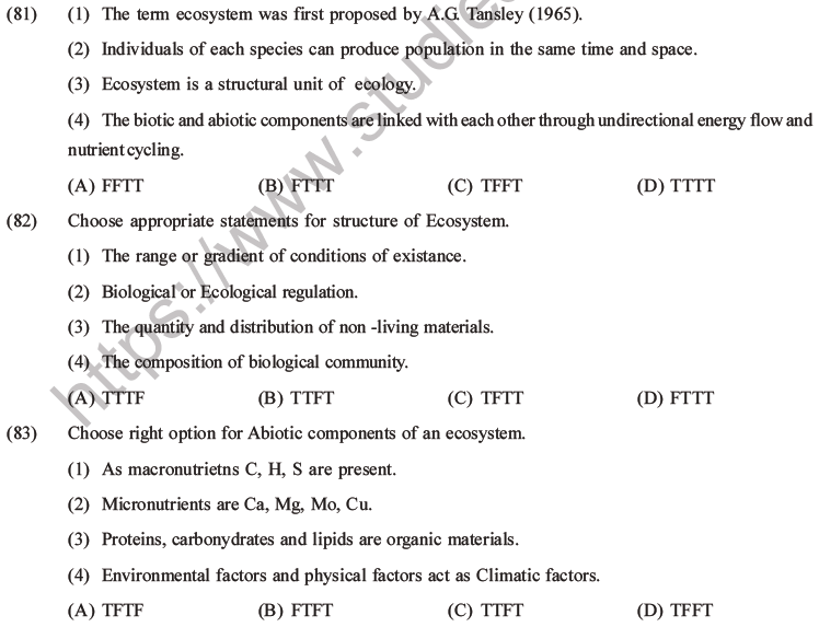 NEET Biology Ecosystem MCQs Set B-27