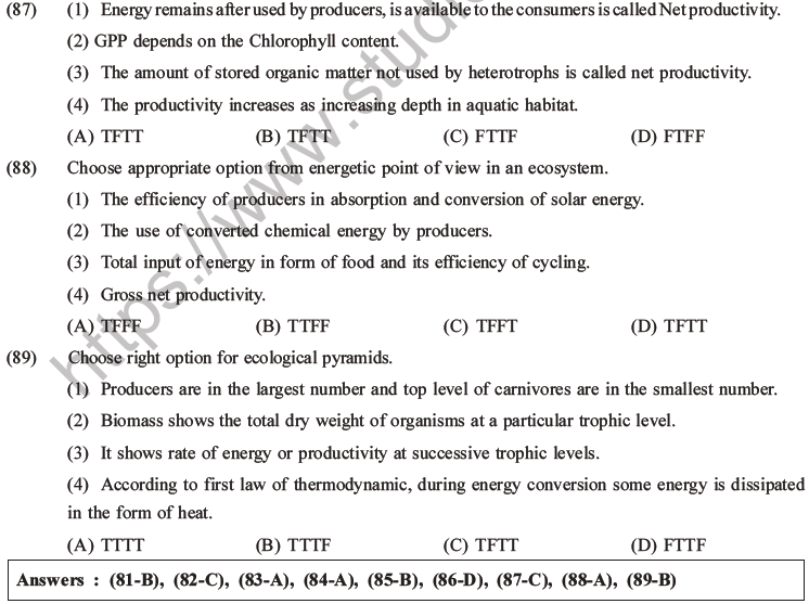 NEET Biology Ecosystem MCQs Set B-29