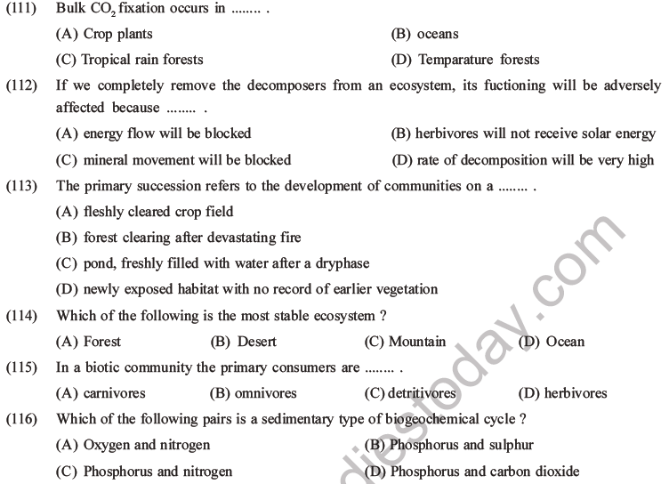 NEET Biology Ecosystem MCQs Set B-37