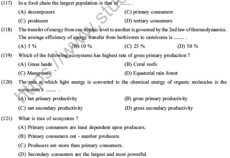 NEET Biology Ecosystem MCQs Set B-38