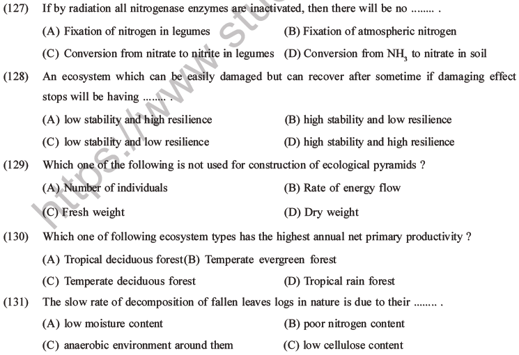 NEET Biology Ecosystem MCQs Set B-40