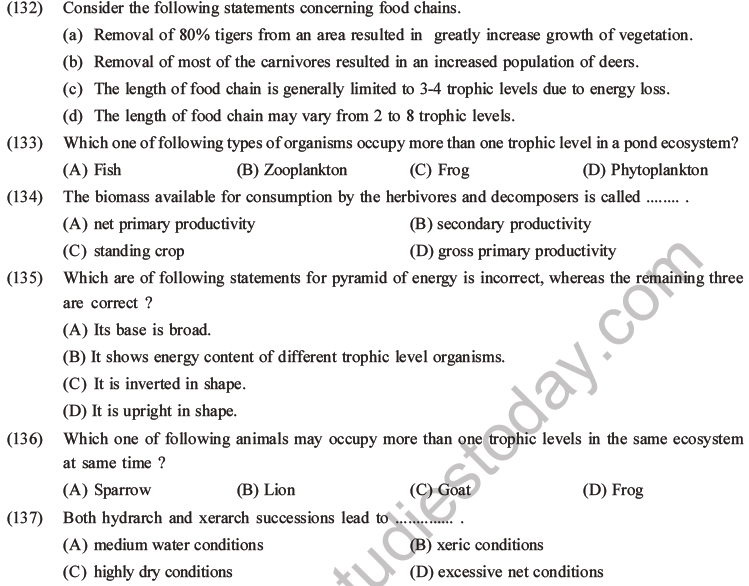 NEET Biology Ecosystem MCQs Set B-41