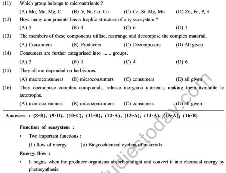 NEET Biology Ecosystem MCQs Set B-5