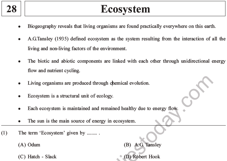 NEET Biology Ecosystem MCQs Set B