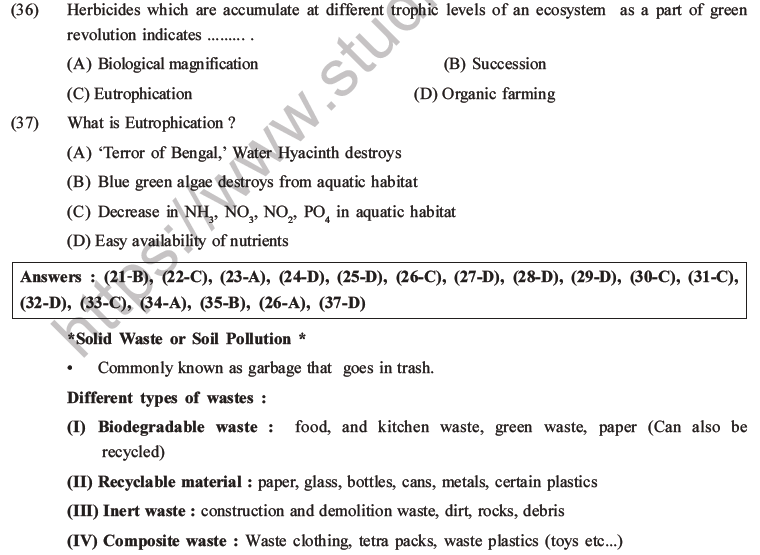 NEET Biology Environmental Issues MCQs Set B-10