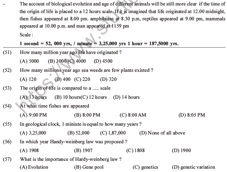 NEET Biology Evolution MCQs Set B-16