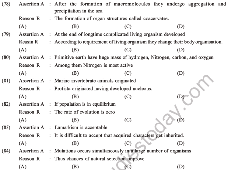 NEET Biology Evolution MCQs Set B-24