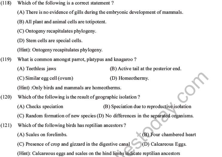 NEET Biology Evolution MCQs Set B-34