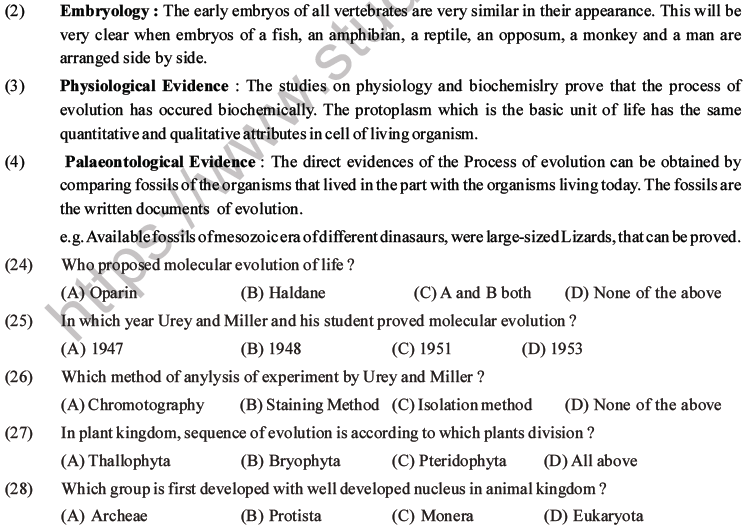 NEET Biology Evolution MCQs Set B-6