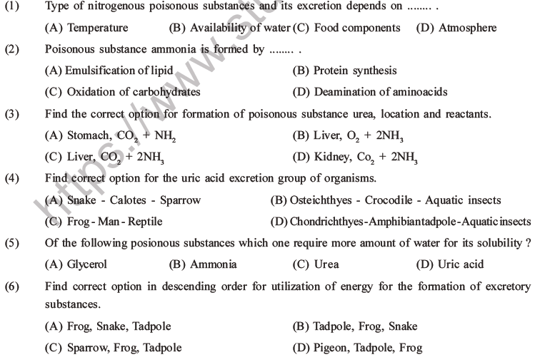 NEET Biology Excretory Products and Their Elimination MCQs Set B-