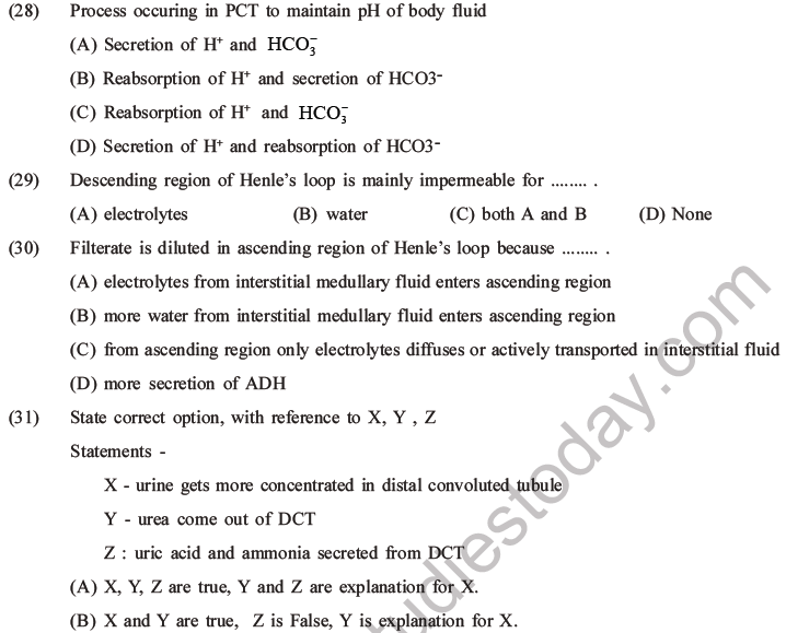 NEET Biology Excretory Products and Their Elimination MCQs Set B-13