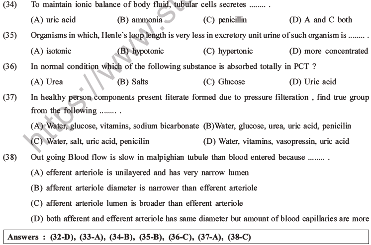 NEET Biology Excretory Products and Their Elimination MCQs Set B-16