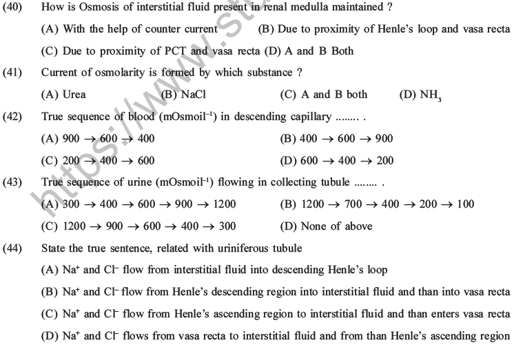 NEET Biology Excretory Products and Their Elimination MCQs Set B-20