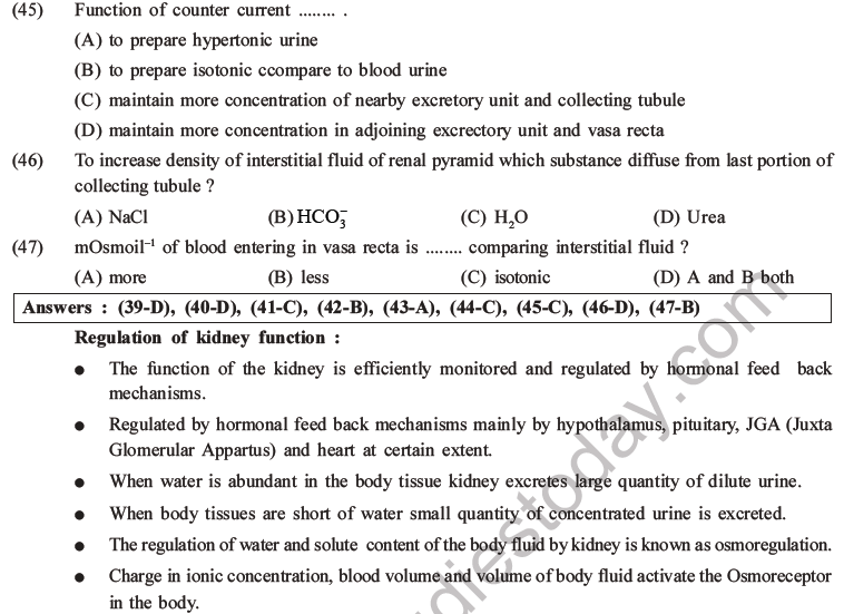 NEET Biology Excretory Products and Their Elimination MCQs Set B-21