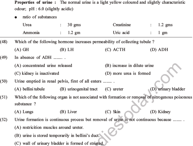 NEET Biology Excretory Products and Their Elimination MCQs Set B-23