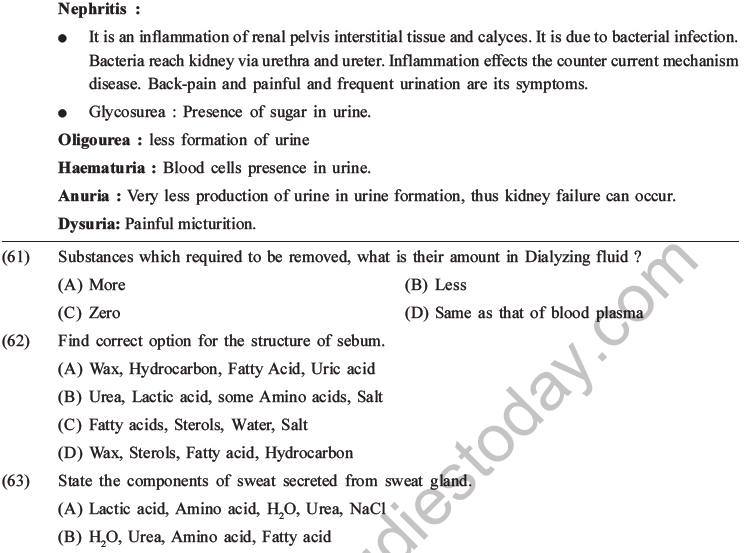 NEET Biology Excretory Products and Their Elimination MCQs Set B-30