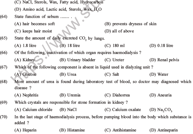 NEET Biology Excretory Products and Their Elimination MCQs Set B-31