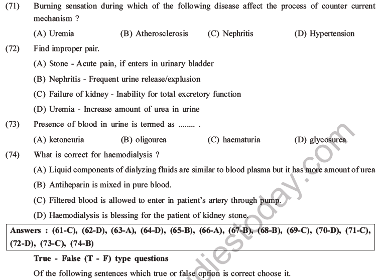 NEET Biology Excretory Products and Their Elimination MCQs Set B-32