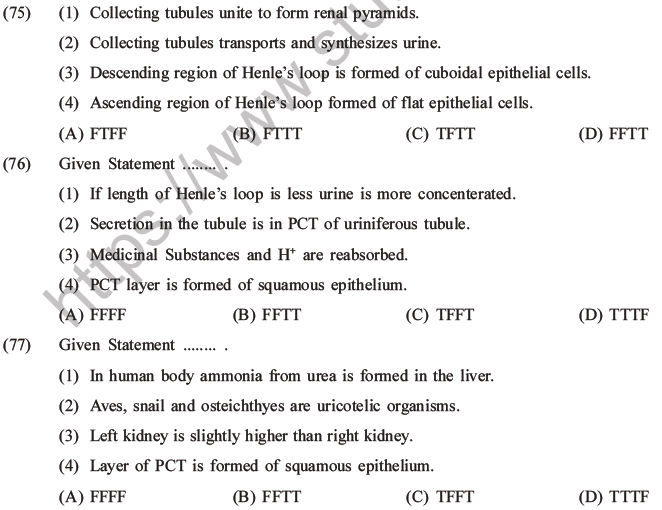 NEET Biology Excretory Products and Their Elimination MCQs Set B-33