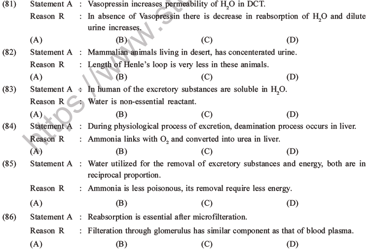 NEET Biology Excretory Products and Their Elimination MCQs Set B-35