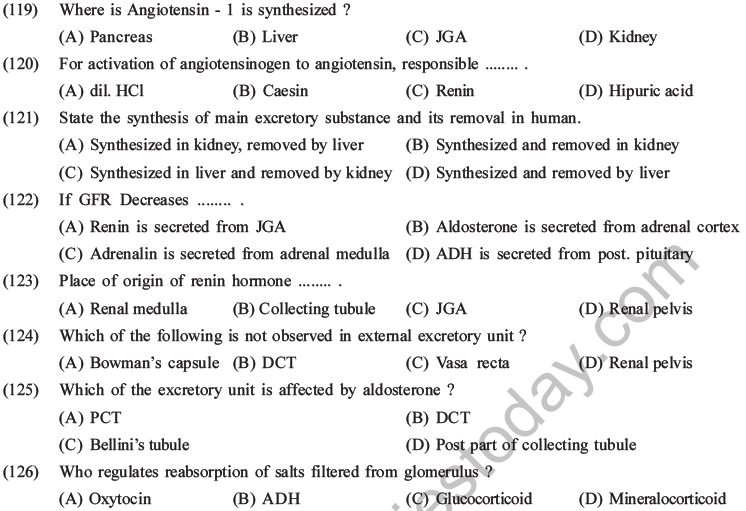 NEET Biology Excretory Products and Their Elimination MCQs Set B-48