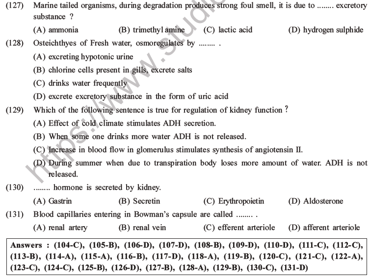 NEET Biology Excretory Products and Their Elimination MCQs Set B-49