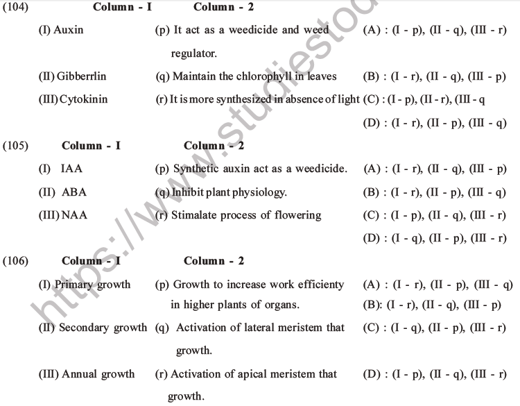 NEET Biology Growth and Development MCQs Set B-36