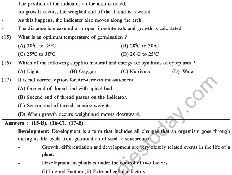 NEET Biology Growth and Development MCQs Set B-6