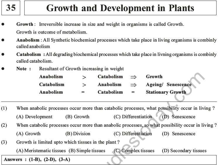 NEET Biology Growth and Development MCQs Set B