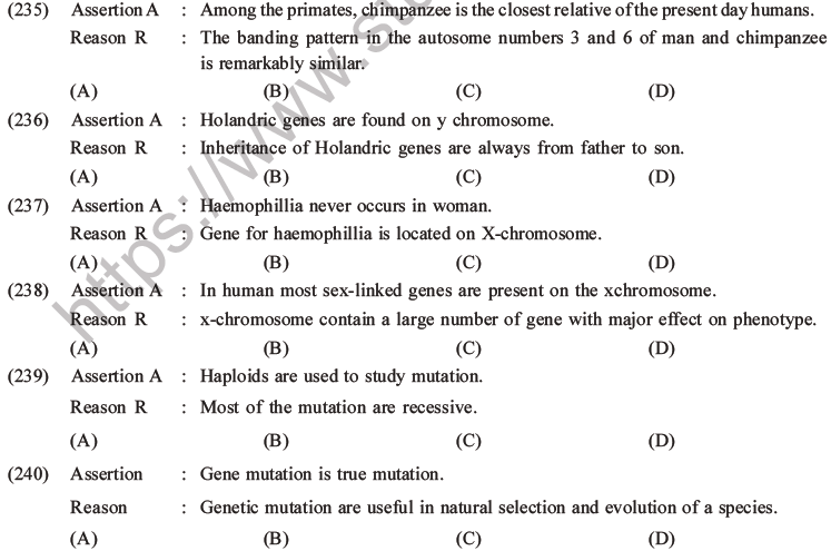 NEET Biology Heredity and Variation MCQs Set B-103