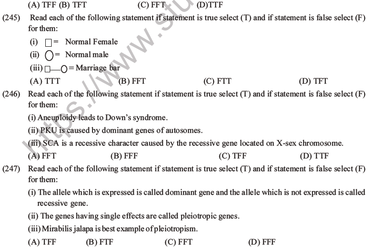 NEET Biology Heredity and Variation MCQs Set B-105