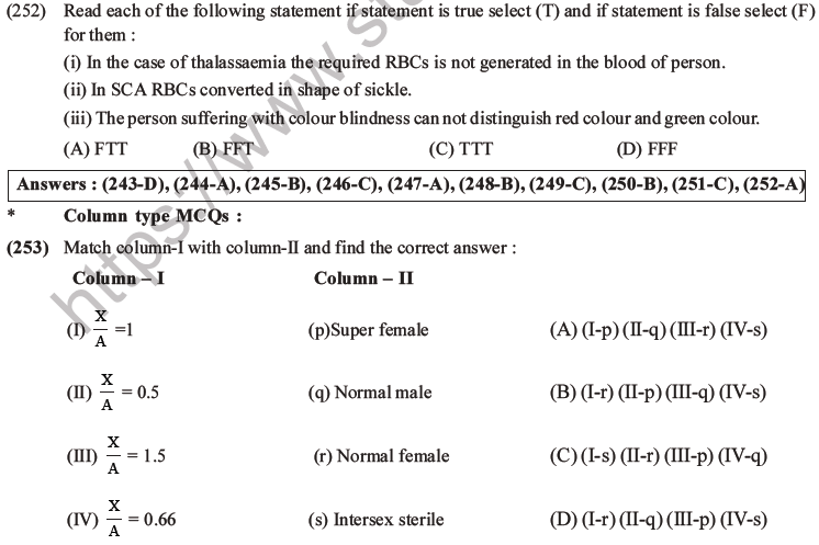 NEET Biology Heredity and Variation MCQs Set B-107